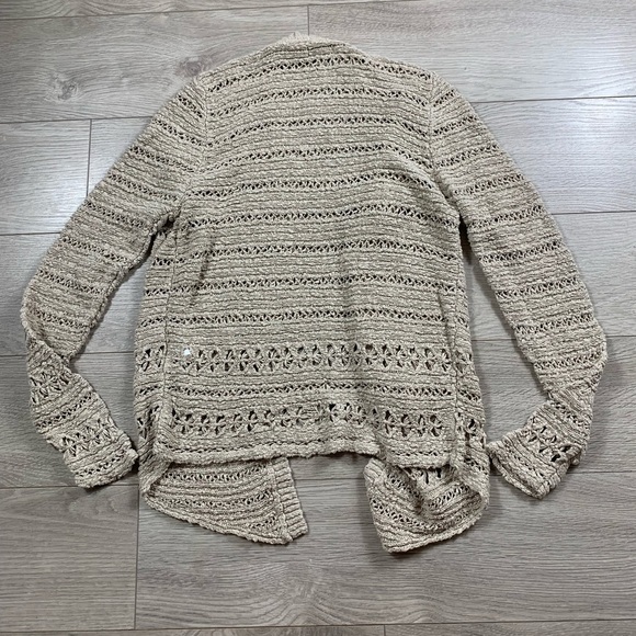 Lucky Brand Crochet Cream Sweater Cardigan - Picture 3 of 8